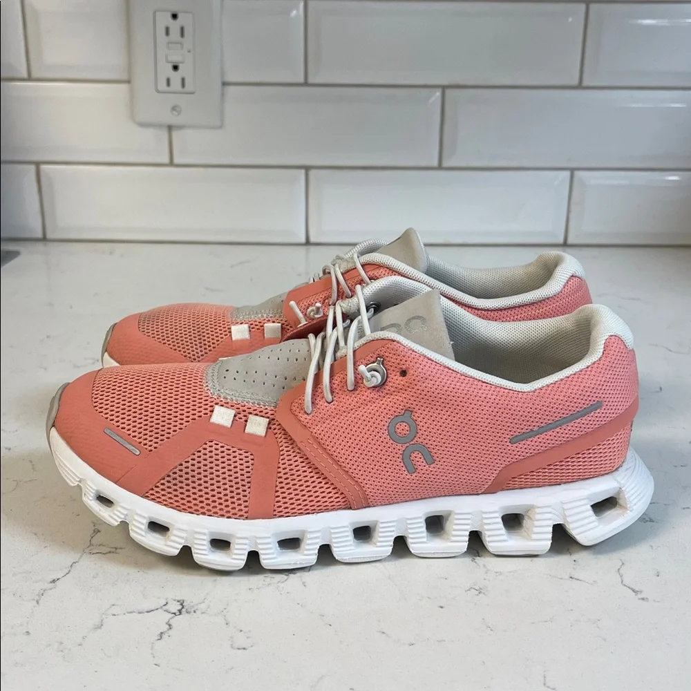 On Running On Cloud 5 Sneakers Women's Flamingo/Pearl Size 6.5 - Picture 12 of 17